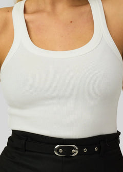 Jimmy Scoop-Neck Ribbed Tank Top White