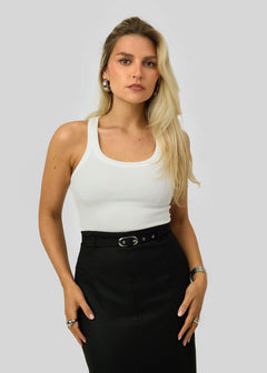 Jimmy Scoop-Neck Ribbed Tank Top White