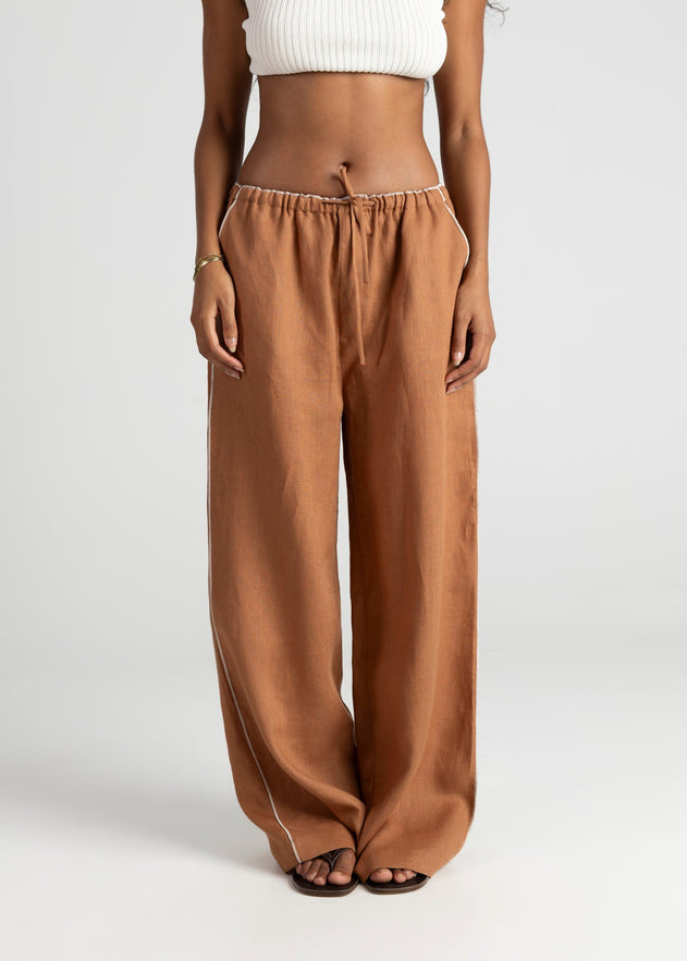 Mai Loose Linen Pants - Terracotta