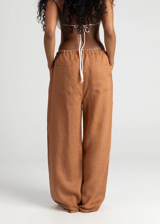 Mai Loose Linen Pants - Terracotta