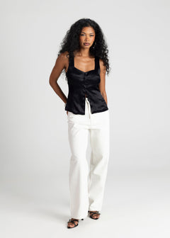 Giulia Satin Corset Top Black