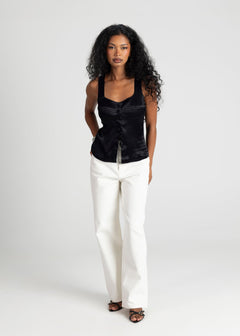 Giulia Satin Corset Top Black
