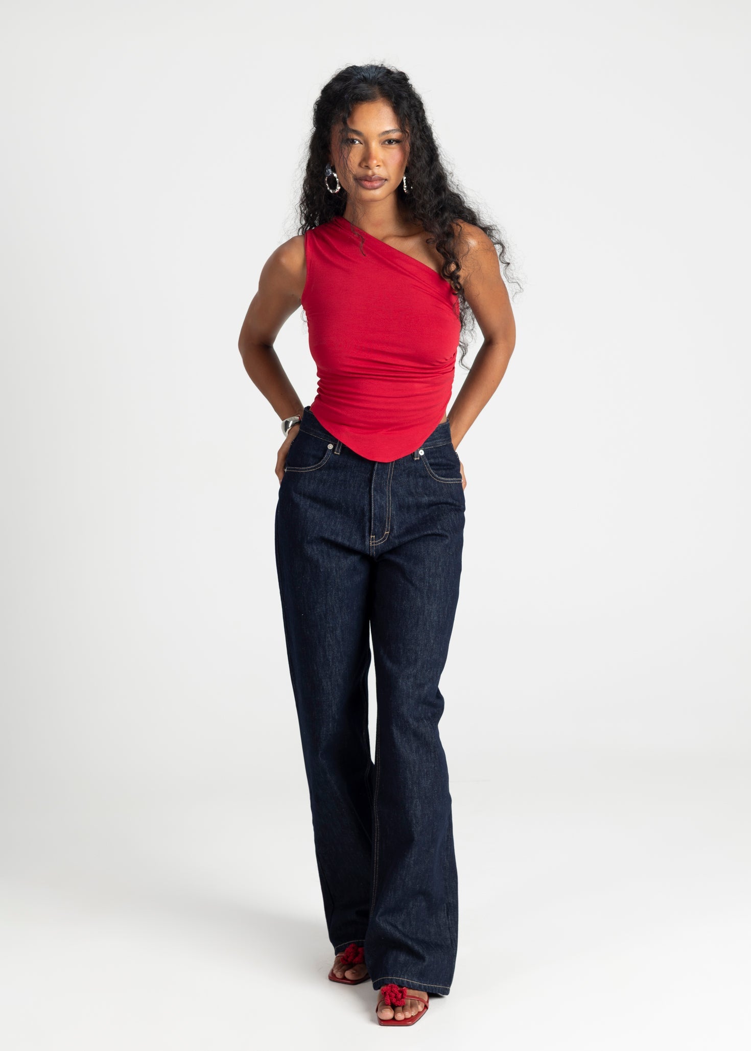 Anita One Shoulder Top Red