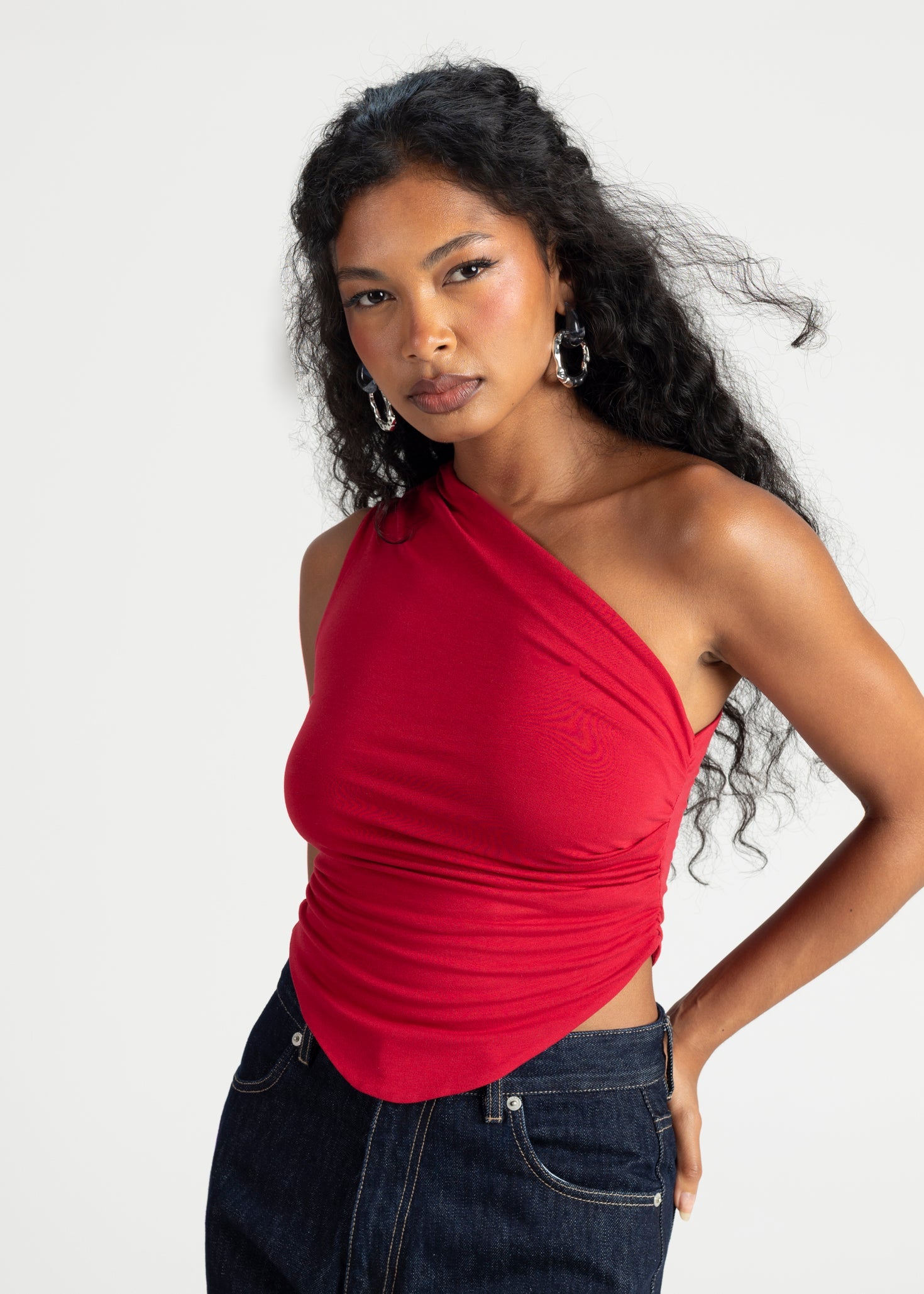 Anita One Shoulder Top Red