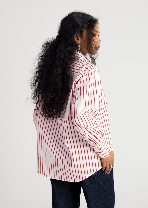 The Boyfriend Shirt Red & White Stripes
