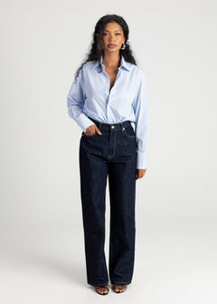 The Boyfriend Oversized Shirt Blue & White Stripes