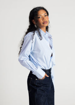 The Boyfriend Oversized Shirt Blue & White Stripes
