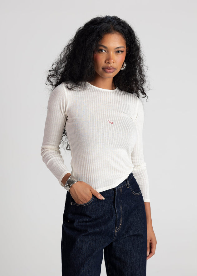 Cherry On Top Embroidered Sweater White