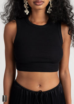 Kurt High-Neck Cropped Tank Top Black