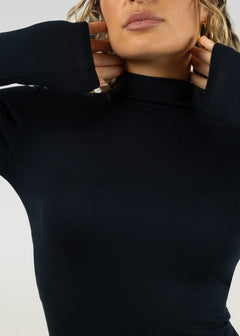 Grace Ribbed Turtleneck Navy Blue