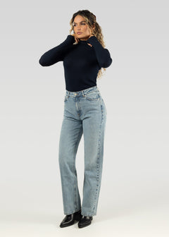 Grace Ribbed Turtleneck Navy Blue
