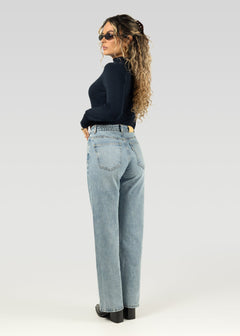 Grace Ribbed Turtleneck Navy Blue