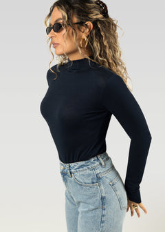 Grace Ribbed Turtleneck Navy Blue