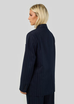 Jagger Double-Breasted Blazer Navy Blue Pinstripe