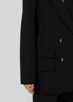 Jagger Double-Breasted Blazer Black