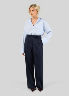 Jagger Pinstripe Tailored Trousers Navy Blue