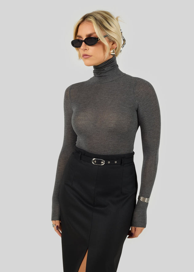 Belle Turtleneck Bodysuit Grey