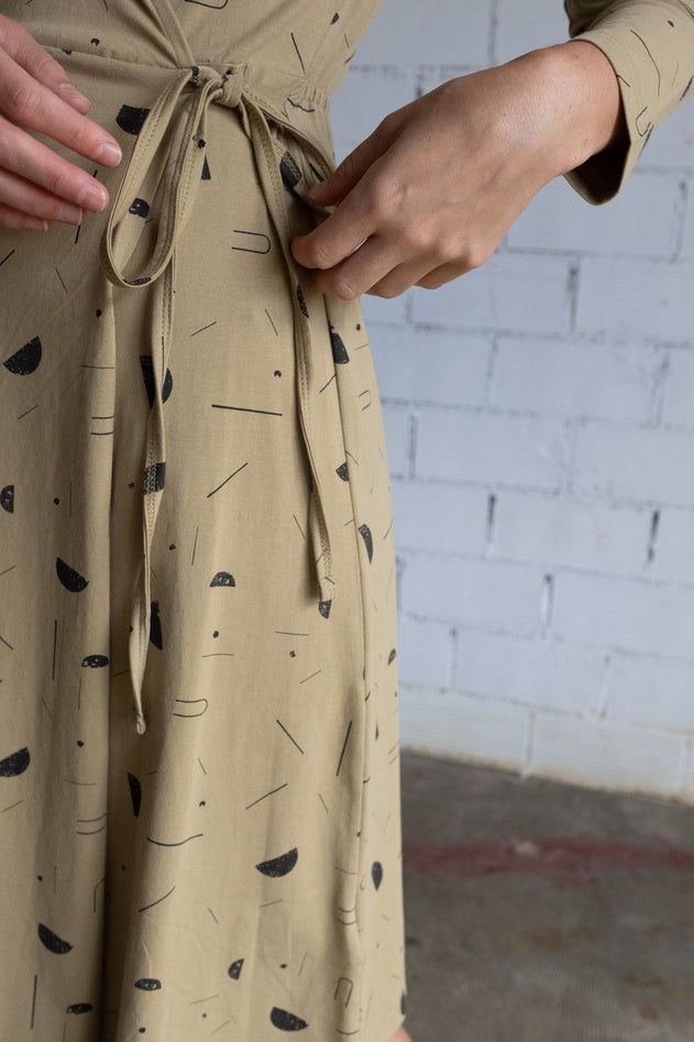 Gemma Crossover Dress Beige Sidereal Rain