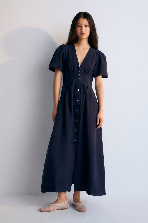 Women's Hera Linen Dress Navy