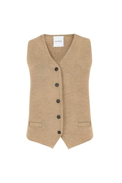 Galante Knitted Merino Waistcoat Beige