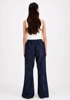 Jade Wide Leg Denim Trousers Dark Blue
