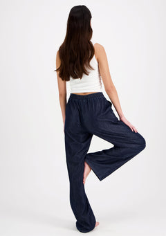 Jade Wide Leg Denim Trousers Dark Blue