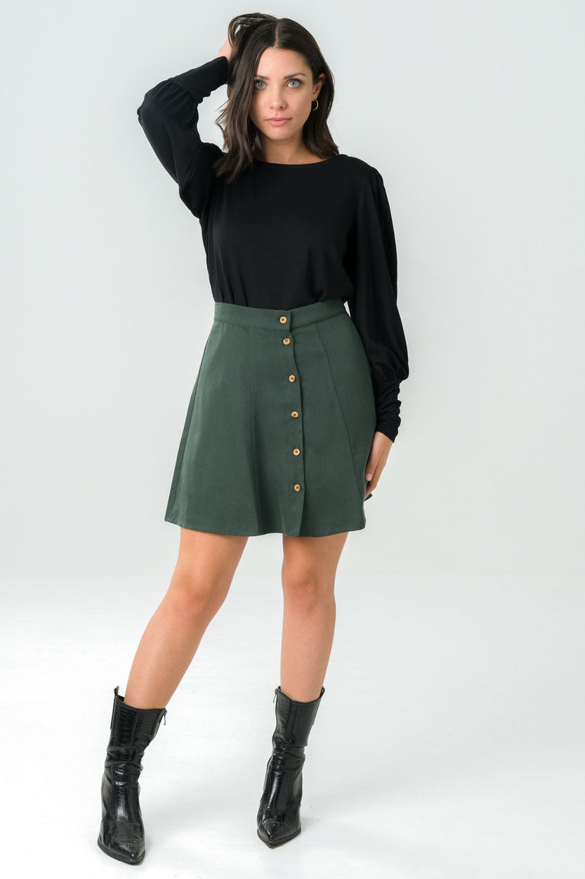 Parrotia Button-up Skirt Green