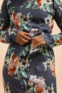 Belted Dress Blue Blossom