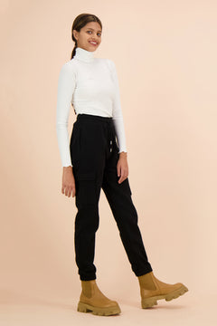 Rib Rollneck Long Sleeve White