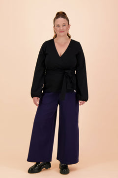 Soft Wrap Blouse Black