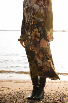 Wrap Midi Dress Olive Anemone