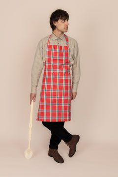 The Cotton Kitchen Apron Plaid Red