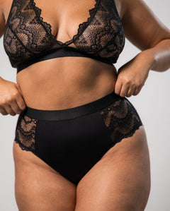 Lace Highwaist Briefs 3-Pack Black