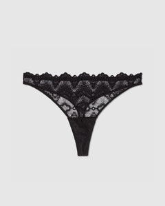 Lace Period Thong Black