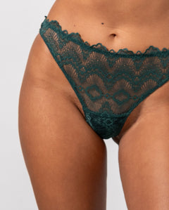 Lace Period Thong Pine Green