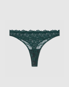 Lace Period Thong Pine Green