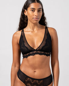 Lace Plunge Bralette Black