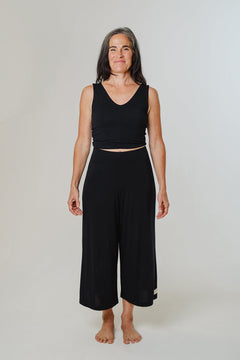 Cropped Wide Leg Pants Black