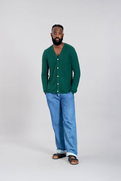 Lucas Cotton Cardigan Dark Green