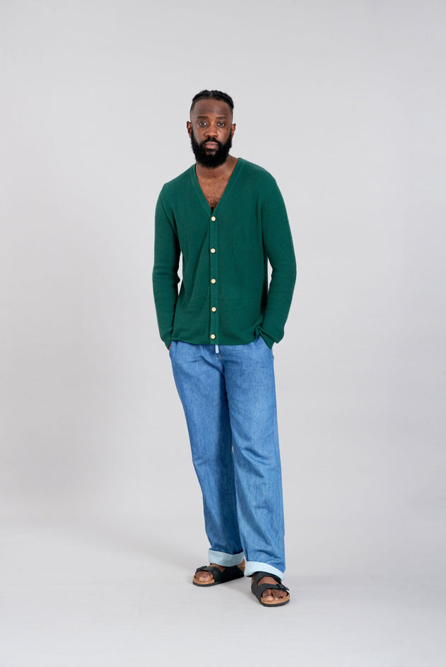 Lucas Cotton Cardigan Dark Green