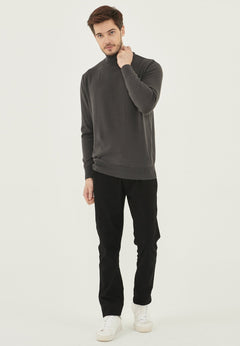 Men's Organic Cotton Turtleneck Sweater Asphalt
