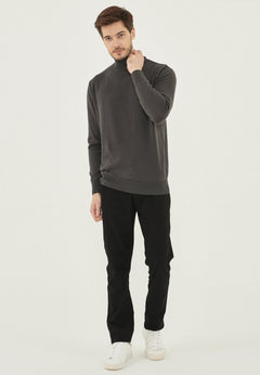 Men's Organic Cotton Turtleneck Sweater Asphalt