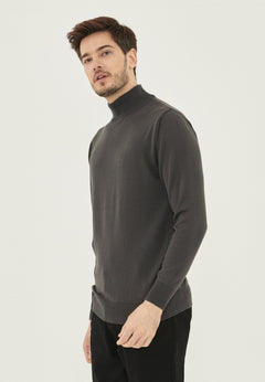 Men's Organic Cotton Turtleneck Sweater Asphalt