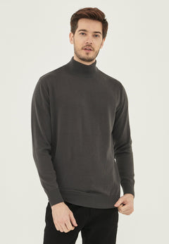 Men's Organic Cotton Turtleneck Sweater Asphalt