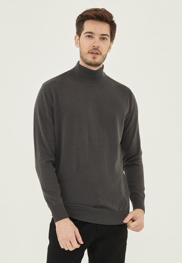 Men's Organic Cotton Turtleneck Sweater Asphalt