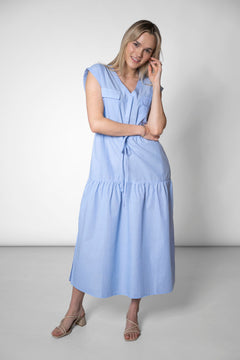 Sleeveless Tiered Dress Light Blue
