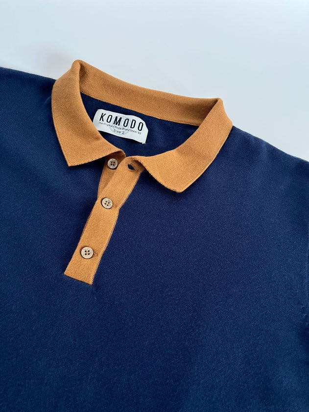 Frank Organic Cotton Knit Polo Navy