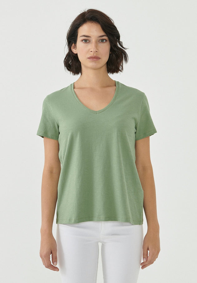 Women's Basic V-Neck T-Shirt Fern Green