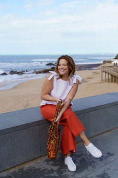 Culottes Linen Trousers Stonewashed Burnt Orange - IVALO.COM