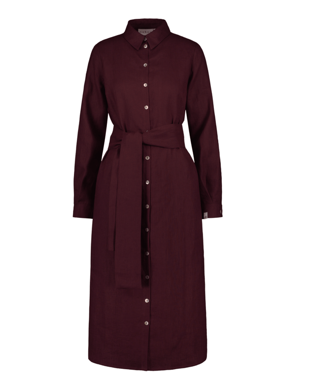 Chloe Linen Dress Merlot - IVALO.COM